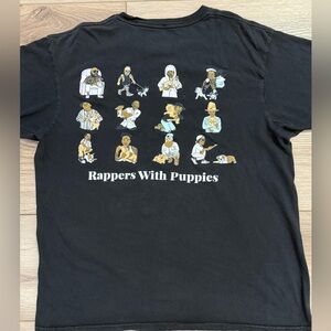 Rappers With Puppies Dog Limited Black Crew Neck T-Shirt Men's Size (XL) Rare